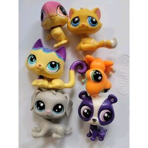 Littlest Pet Shop LPS Dog Cats Frog Panda Bird Lot 6 Pcs 107 349 3332 1570